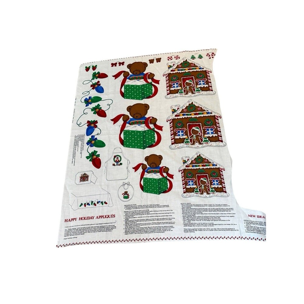 VIP Cranston Happy Holiday Appliques Christmas Fabric Panel Bear Gingerbread
